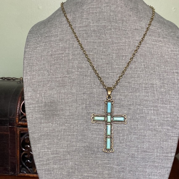 Blue Cross Necklace - Picture 4 of 4